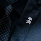 broche homme crâne, broche tête de mort, accessoire costume original, broche élégante, bijou homme unique