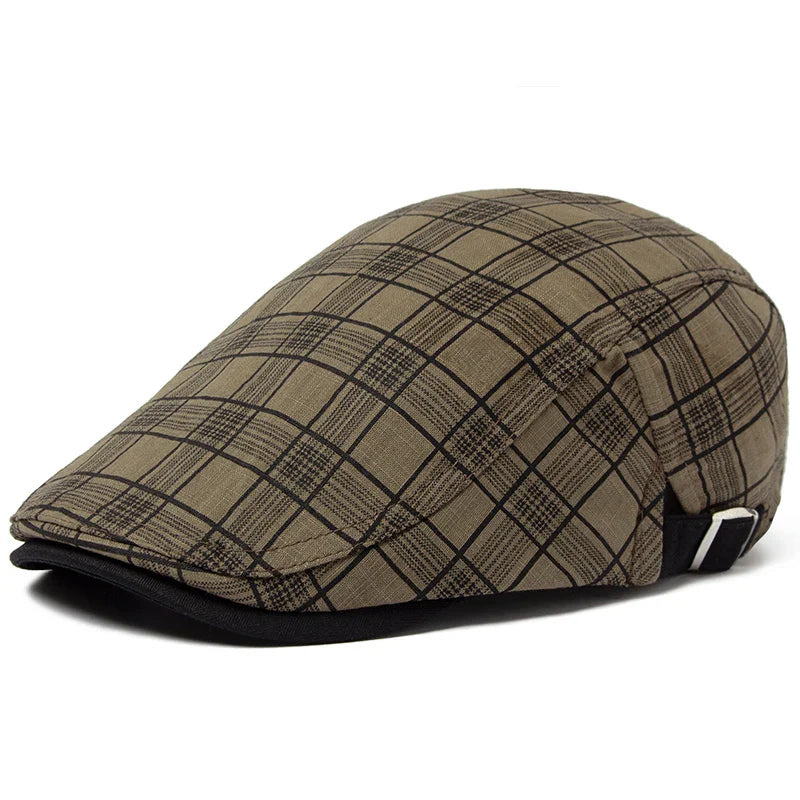 béret homme carreaux, béret en coton, accessoire homme vintage, béret design rétro, béret ajustable homme