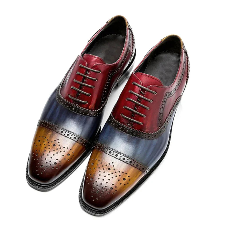 chaussure homme tricolore, chaussure en cuir homme, chaussure de ville moderne, chaussure formelle élégante, chaussure de luxe homme