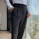 pantalon taille haute homme, pantalon slim habillé, pantalon homme élégant, pantalon formel taille haute, pantalon homme polyester