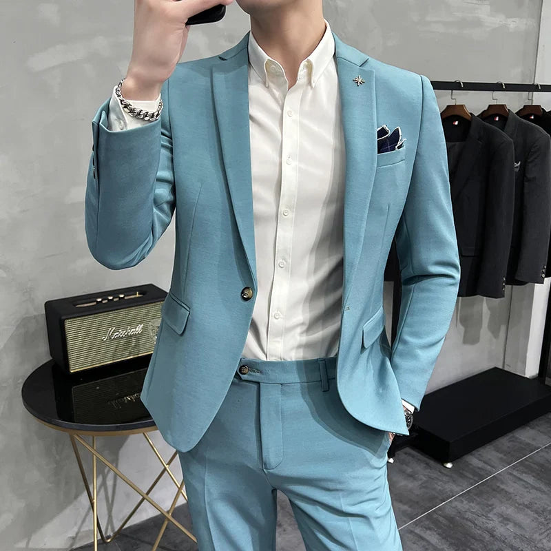 Costume homme, Costume homme slim, Costume homme slim décontracté, Costume homme cyan, Costume homme bleu