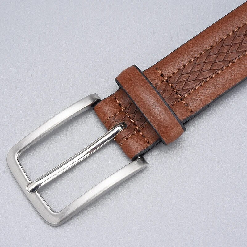 ceinture homme, ceinture en cuir tressé, accessoire homme casual, ceinture élégante, ceinture boucle métal