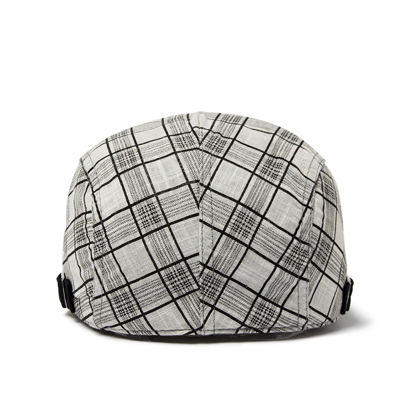 béret homme carreaux, béret en coton, accessoire homme vintage, béret design rétro, béret ajustable homme