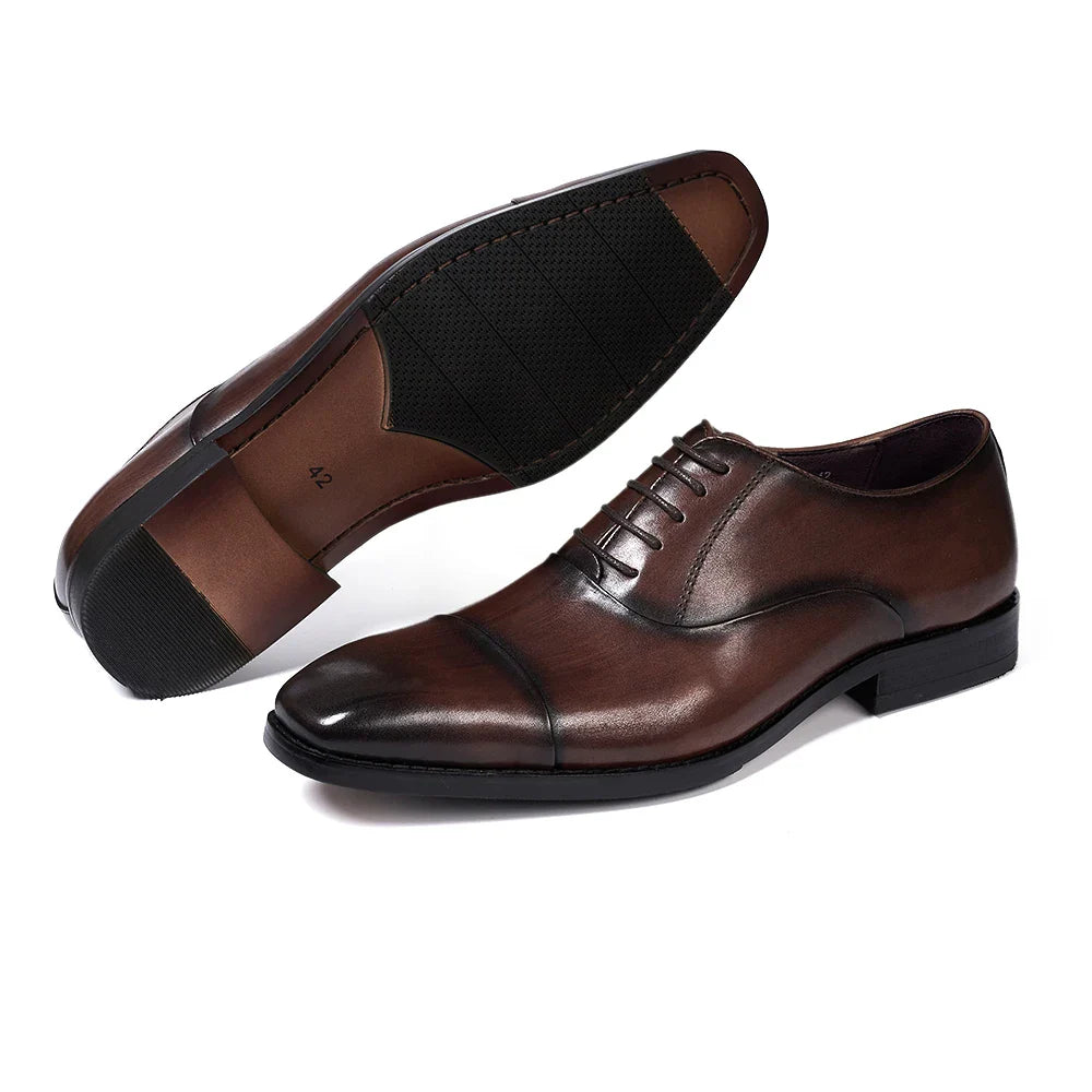 chaussure richelieu homme, chaussure homme patinée, chaussure de ville marron, chaussure formelle classique, chaussure homme bout droit