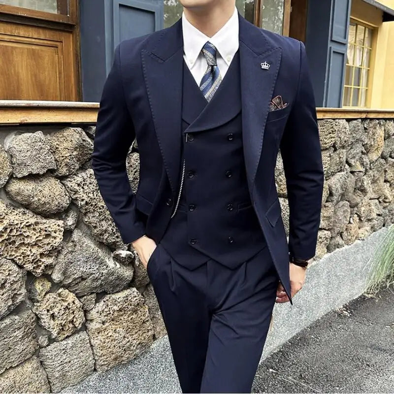 Costume Slim, Costume Homme Slim Fit, Costume Homme Complet, Costume Homme, Costume avec Gilet Croisé, Costume