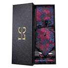 coffret cravate luxe, cravate imprimée en soie, accessoire homme formel, boutons de manchette et pochette, cravate design exclusif