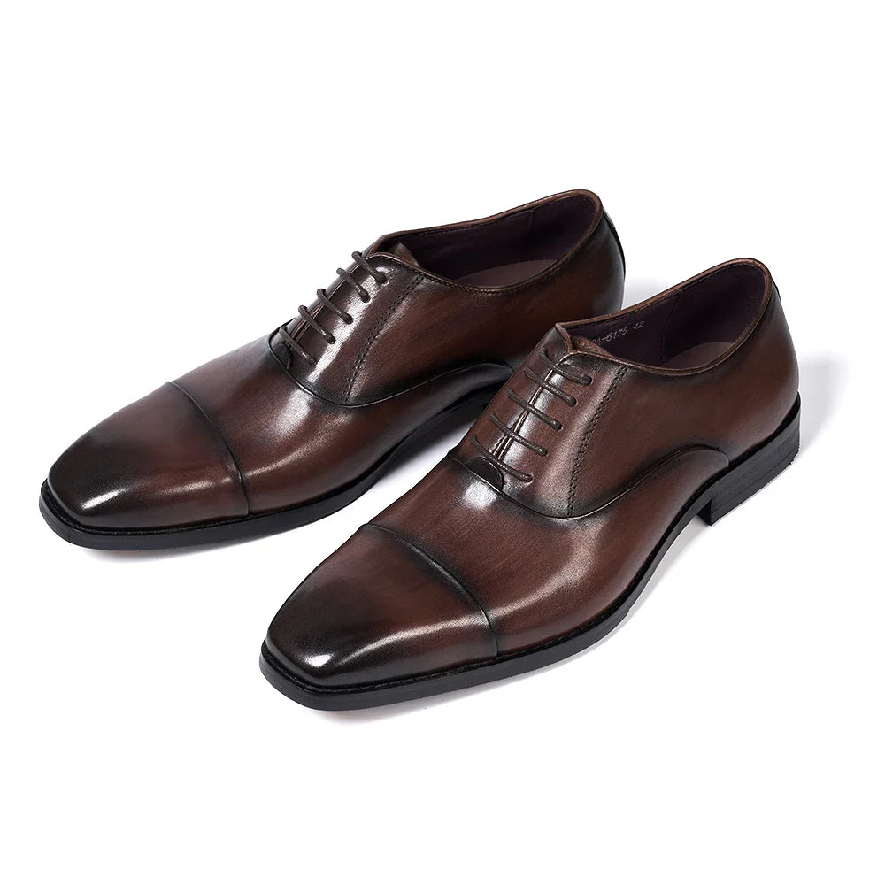 chaussure richelieu homme, chaussure homme patinée, chaussure de ville marron, chaussure formelle classique, chaussure homme bout droit