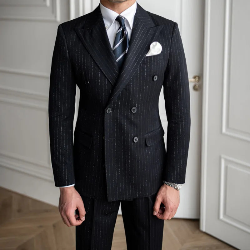 Costume à Rayures Craie, Costume Homme Slim Fit, Costume Homme Moderne, Costume Homme à Rayures, Costume Homme Complet, Costume Homme Classique, Costume Homme, Modèle de Thème









