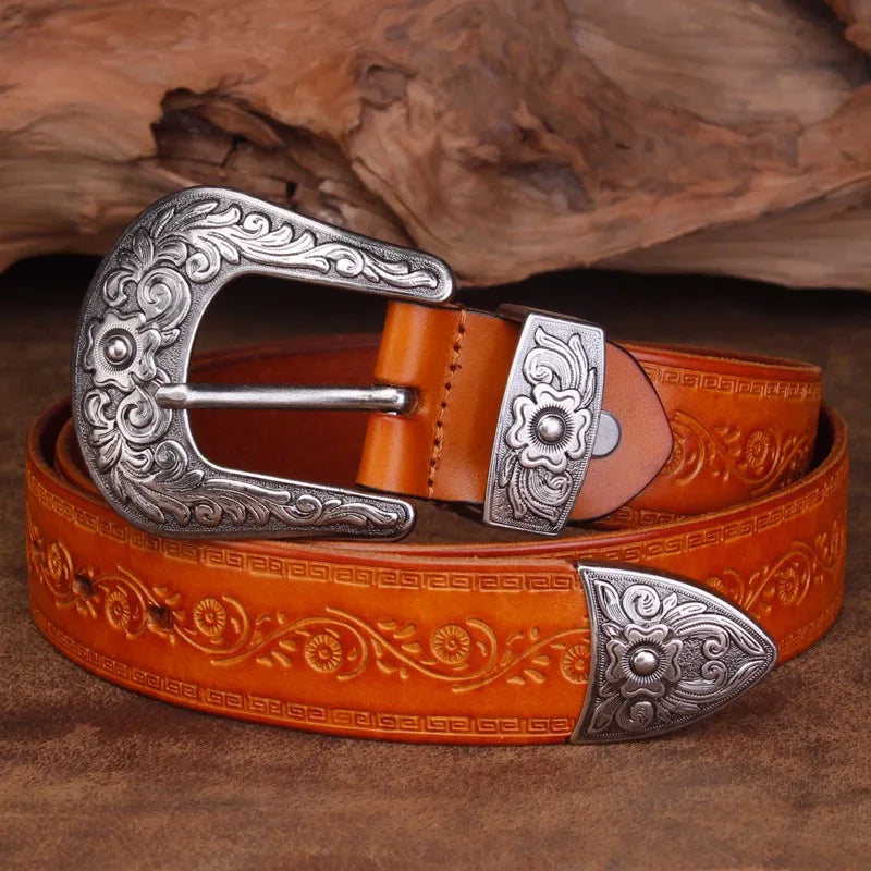 ceinture homme style western, ceinture en cuir de vache, boucle imposante, accessoire homme rustique, ceinture gravée