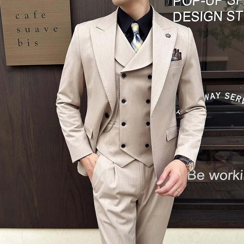 Costume Slim, Costume Homme Slim Fit, Costume Homme Complet, Costume Homme, Costume avec Gilet Croisé, Costume
