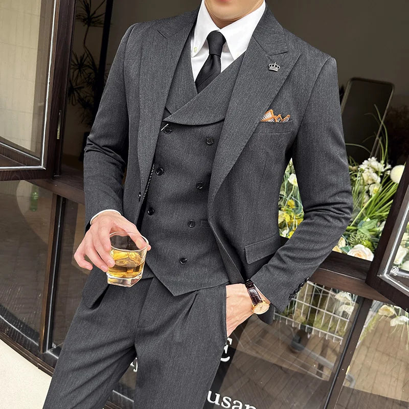 Costume Slim, Costume Homme Slim Fit, Costume Homme Complet, Costume Homme, Costume avec Gilet Croisé, Costume