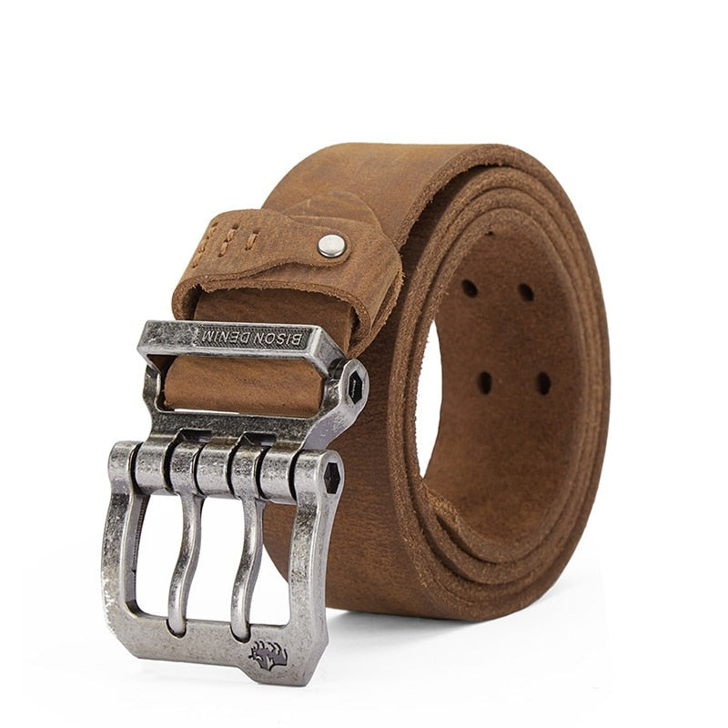 ceinture homme cuir de bison, ceinture cuir véritable, ceinture BISON DENIM, accessoire homme luxe, ceinture classique