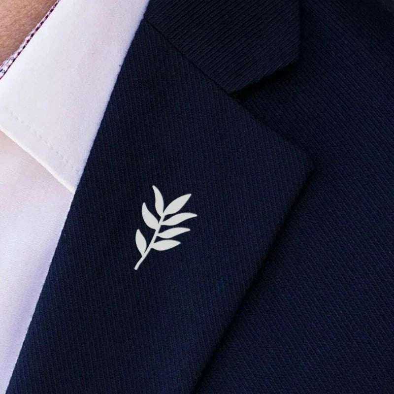 broche homme, broche rameau olivier, accessoire costume, broche élégante, broche professionnelle