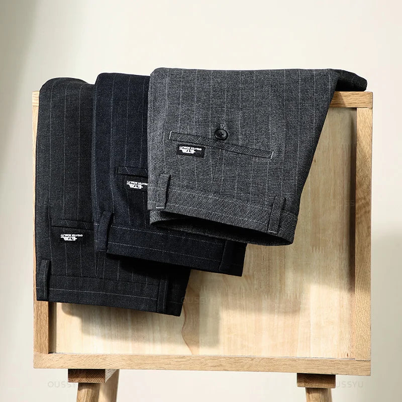 pantalon homme rayé, pantalon habillé élégant, pantalon homme style anglais, pantalon de costume rayé, pantalon homme formel
