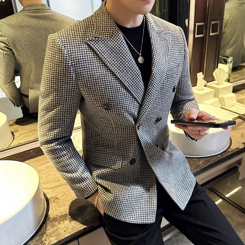 Veste Homme Style Britannique, Veste Croisée Élégante, Veste Homme Hiver Slim Fit, Blazer Homme Luxe, Veste Formelle pour Homme









