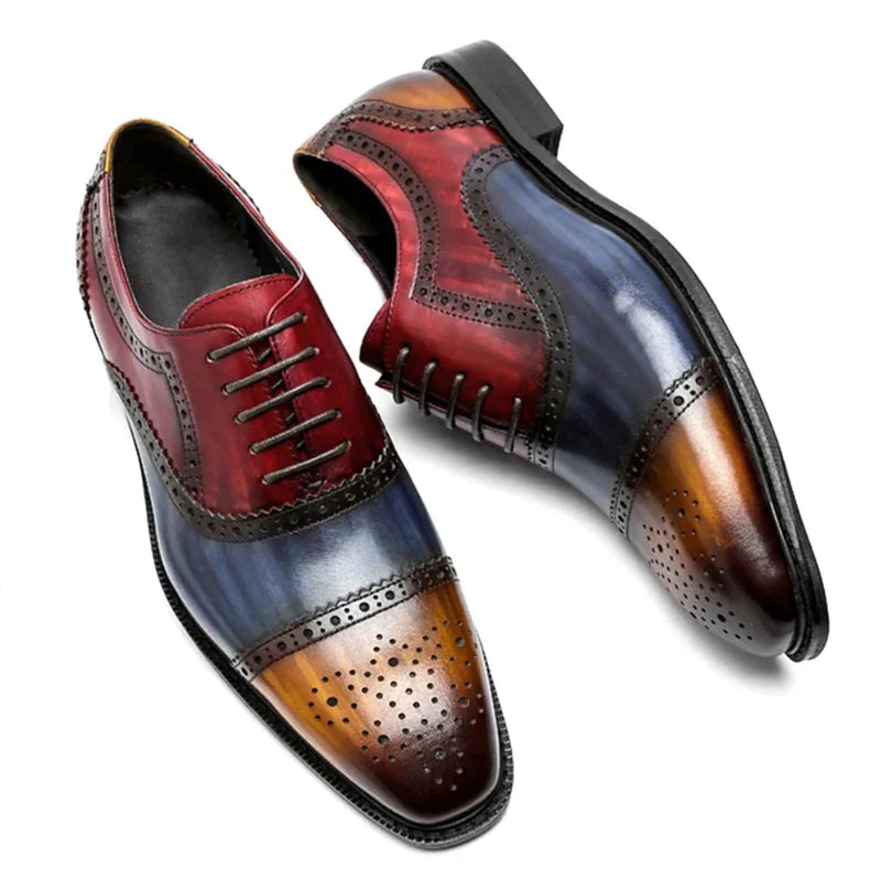 chaussure homme tricolore, chaussure en cuir homme, chaussure de ville moderne, chaussure formelle élégante, chaussure de luxe homme