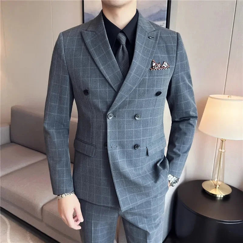 Costume Croisé 3 Pièces, Costume Croisé, Costume Homme à Carreaux, Costume Homme Slim Fit, Costume Homme Slim, Costume Homme Moderne, Costume Homme Complet, Costume Homme, Costume, Costume 3 Pièces