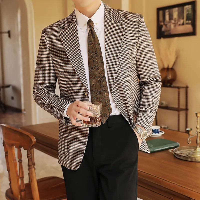 veste homme carreaux slim, veste homme style anglais, veste homme ajustée, veste de costume homme, blazer homme élégant







