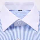 chemise habillée slim fit homme, chemise habillée avec boutons de manchette, chemise habillée bleue et blanche