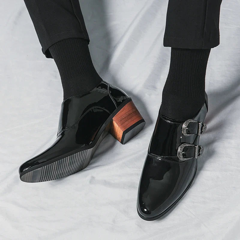 chaussure homme talon bloc, chaussure homme détail croco, chaussure de ville laçage, chaussure homme élégante originale, chaussure homme bout pointu