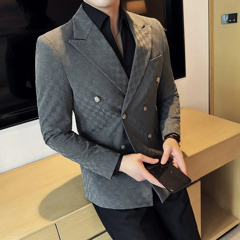 veste homme croisée carreaux, veste homme quadrillée, veste homme élégante, blazer homme style anglais, costume croisé



