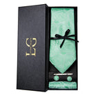 coffret cravate luxe, cravate imprimée en soie, accessoire homme formel, boutons de manchette et pochette, cravate design exclusif