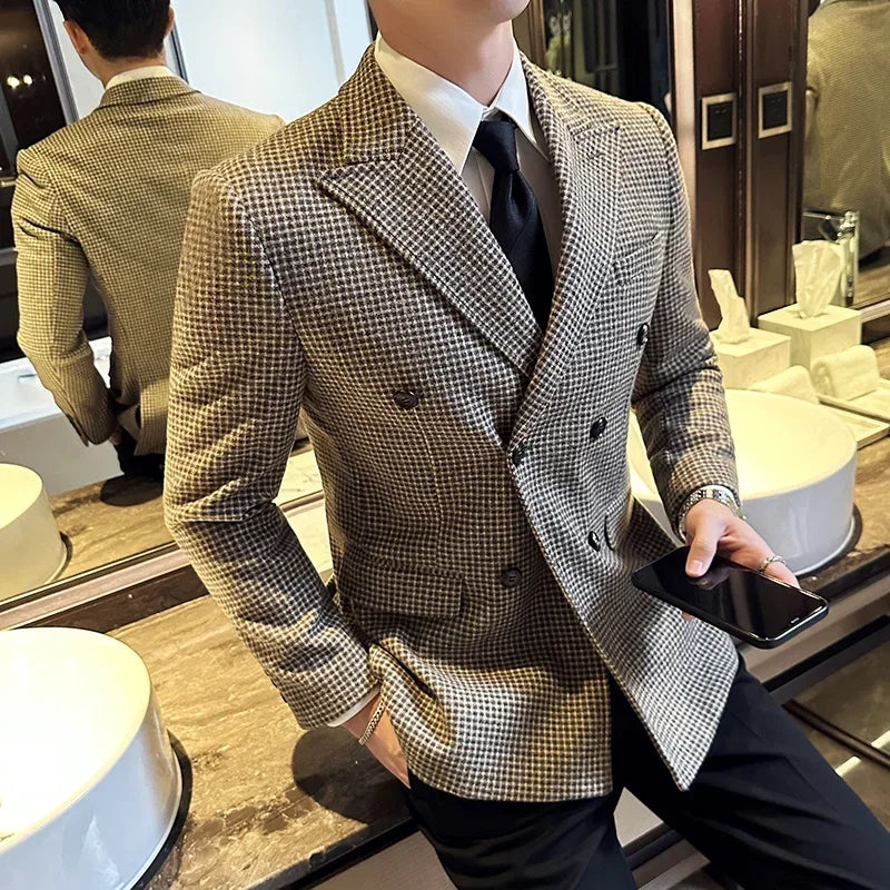 Veste Homme Style Britannique, Veste Croisée Élégante, Veste Homme Hiver Slim Fit, Blazer Homme Luxe, Veste Formelle pour Homme









