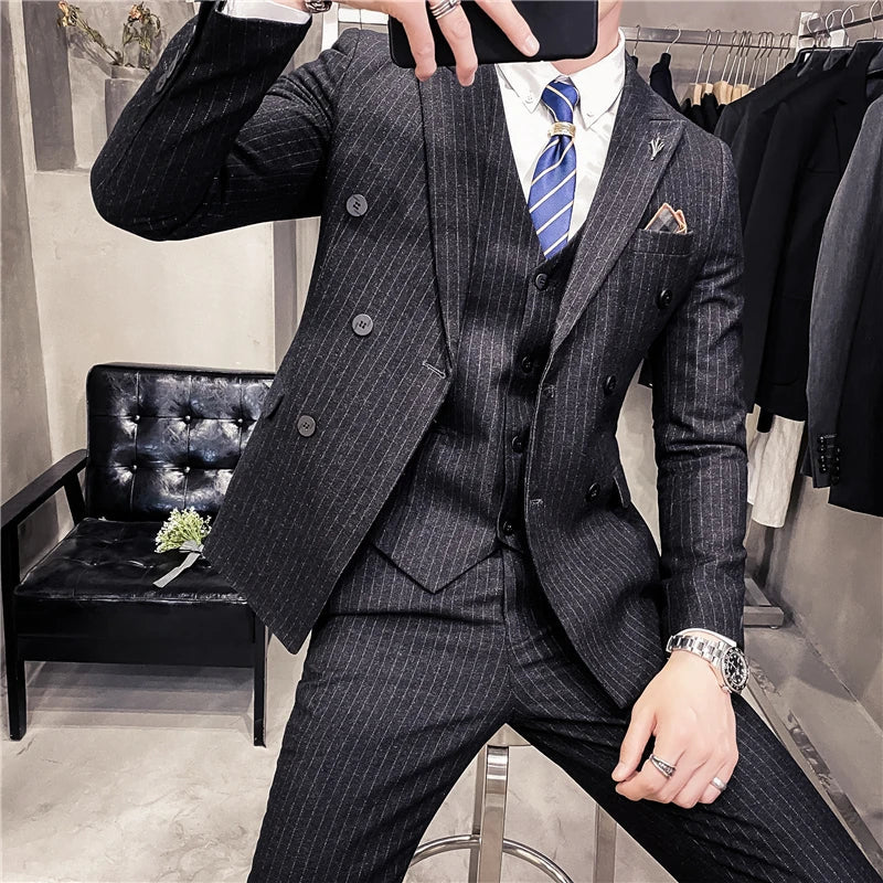 Costume Homme, Costume Homme Complet, Costume Homme Rayé, Costume Homme Croisé Slim, Costume Homme Croisé Slim à Rayures, Costume Homme Croisé, Costume