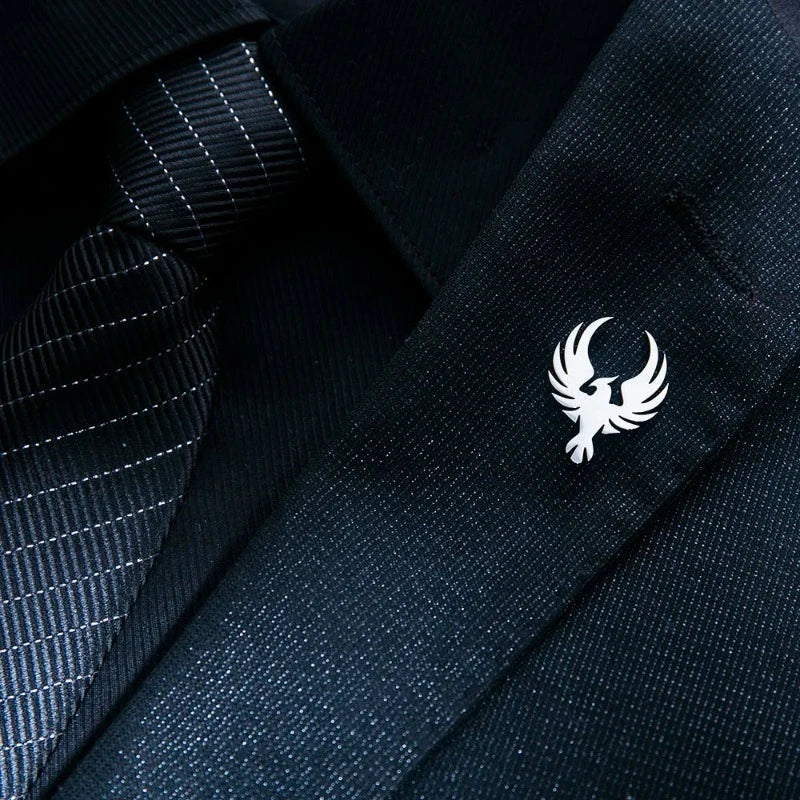 broche homme, broche phénix, accessoire costume élégant, broche unique, bijou homme formel