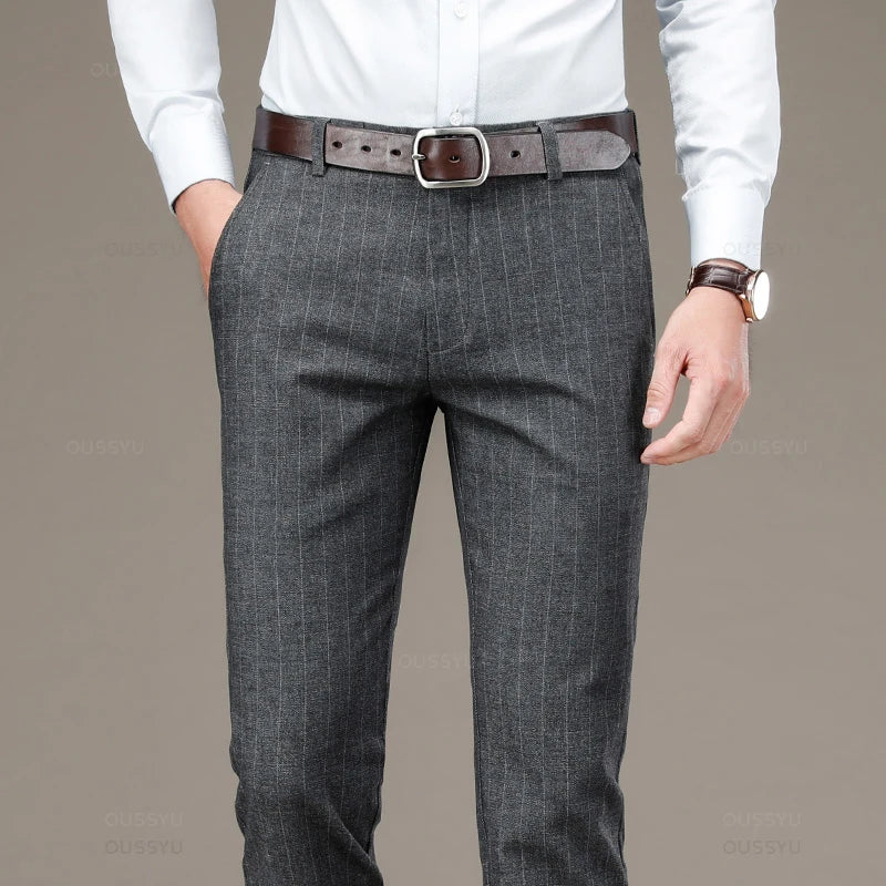 pantalon homme rayé, pantalon habillé élégant, pantalon homme style anglais, pantalon de costume rayé, pantalon homme formel