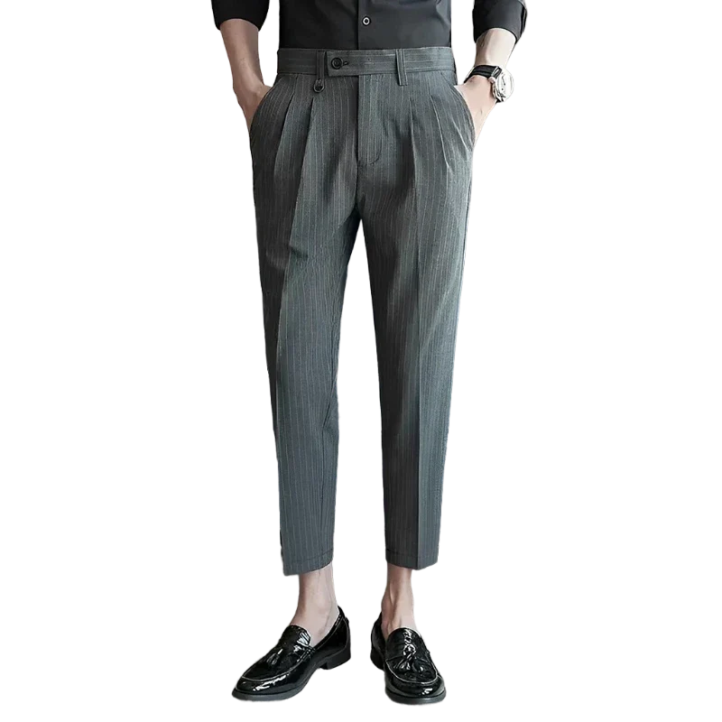 pantalon tailleur rayé, pantalon homme élégant, pantalon de costume rayé, pantalon homme professionnel, pantalon homme léger