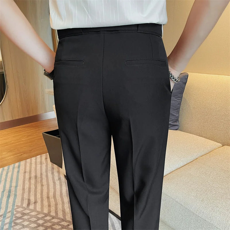 pantalon tailleur slim, pantalon homme élégant, pantalon de costume slim, pantalon homme polyester, pantalon de bureau homme