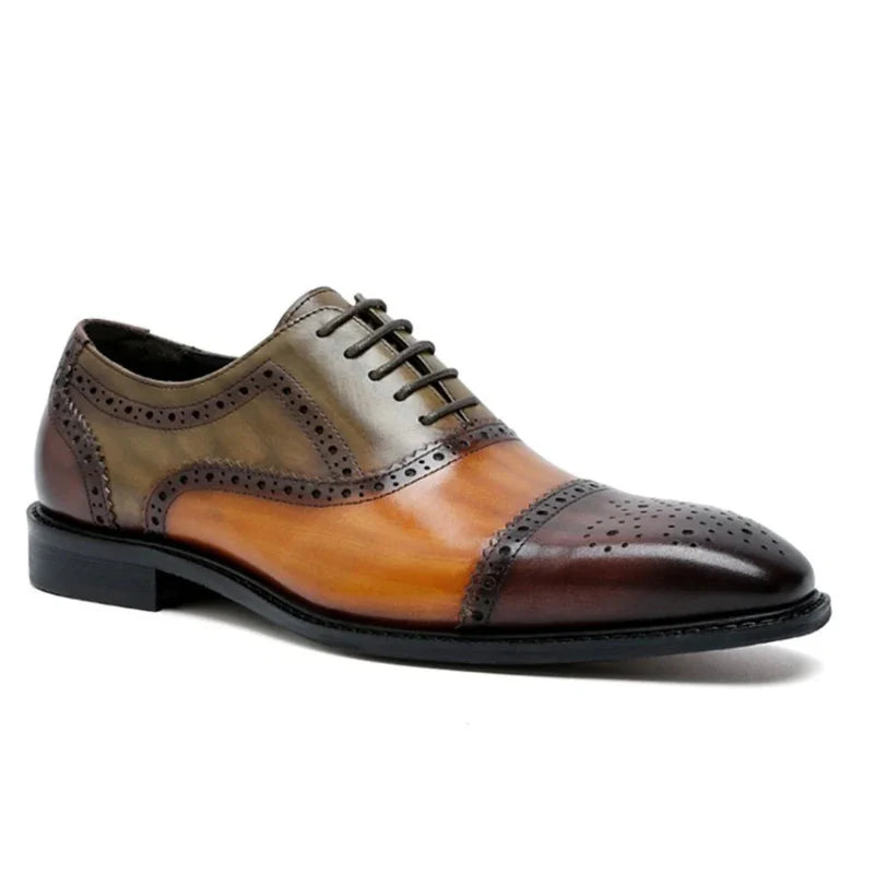 chaussure homme tricolore, chaussure en cuir homme, chaussure de ville moderne, chaussure formelle élégante, chaussure de luxe homme