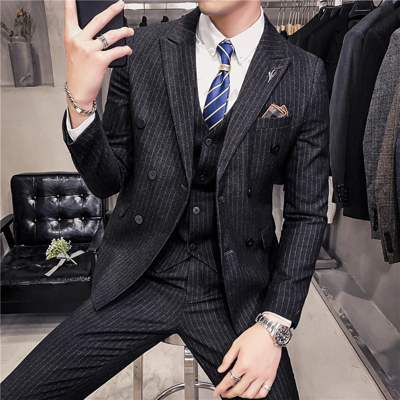 Costume Homme, Costume Homme Complet, Costume Homme Rayé, Costume Homme Croisé Slim, Costume Homme Croisé Slim à Rayures, Costume Homme Croisé, Costume