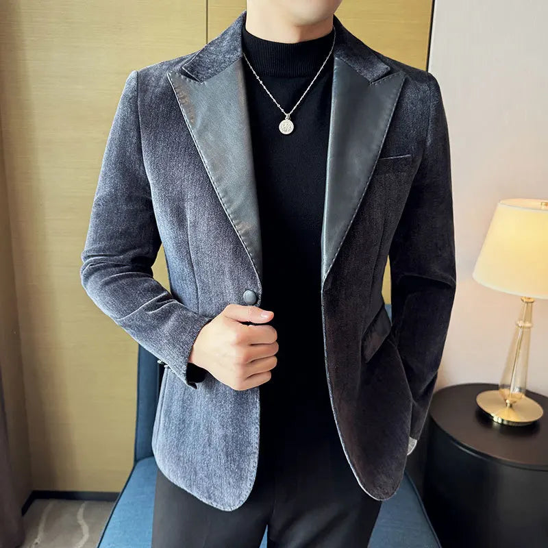veste homme effet daim, veste homme élégante, veste homme casual chic, veste homme à revers pointe, blazer homme