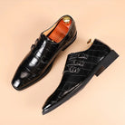 chaussure monk strap homme, chaussure homme à boucles, chaussure homme motifs croco, chaussure de ville élégante, chaussure homme bout pointu