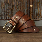ceinture homme cuir vintage, ceinture cuir véritable, ceinture classique homme, accessoire homme élégant, ceinture robuste