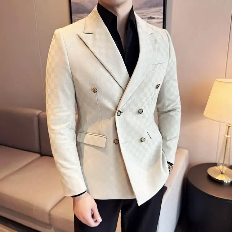 veste homme croisée carreaux, veste homme quadrillée, veste homme élégante, blazer homme style anglais, costume croisé



