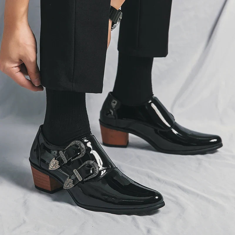 chaussure homme talon bloc, chaussure homme détail croco, chaussure de ville laçage, chaussure homme élégante originale, chaussure homme bout pointu