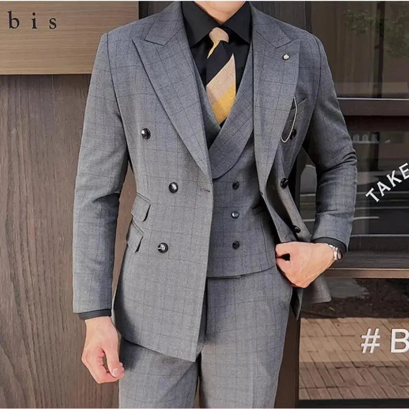 Costume Maximus, Costume Homme Croisé à Carreaux, Costume Homme Croisé, Costume Homme Complet, Costume Homme, Costume Croisé, Costume Carreaux, Costume