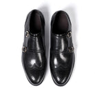 chaussure double monk strap, chaussure brogue homme, chaussure homme marron, chaussure de ville élégante, chaussure homme à boucles