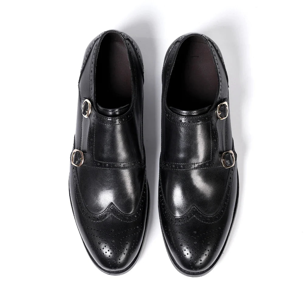 chaussure double monk strap, chaussure brogue homme, chaussure homme marron, chaussure de ville élégante, chaussure homme à boucles