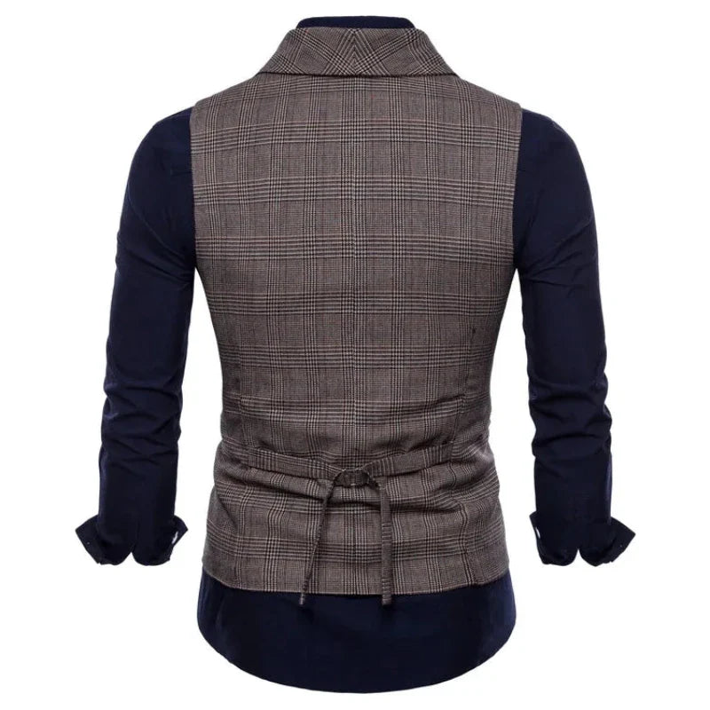 gilet homme croisé, gilet homme carreaux, gilet homme slim, gilet homme à revers, veste sans manches homme