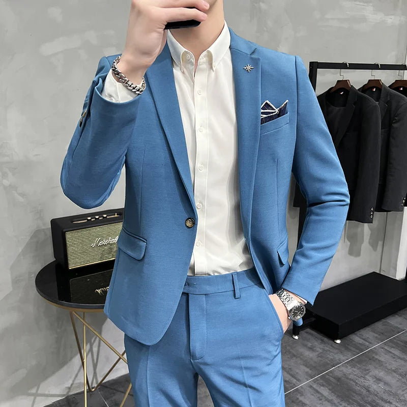 Costume homme, Costume homme slim, Costume homme slim décontracté, Costume homme cyan, Costume homme bleu