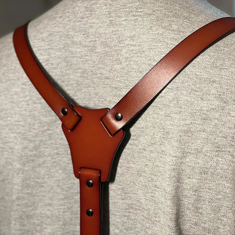 bretelles homme cuir, bretelles vintage, accessoire homme élégant, bretelles cuir véritable, bretelles classiques