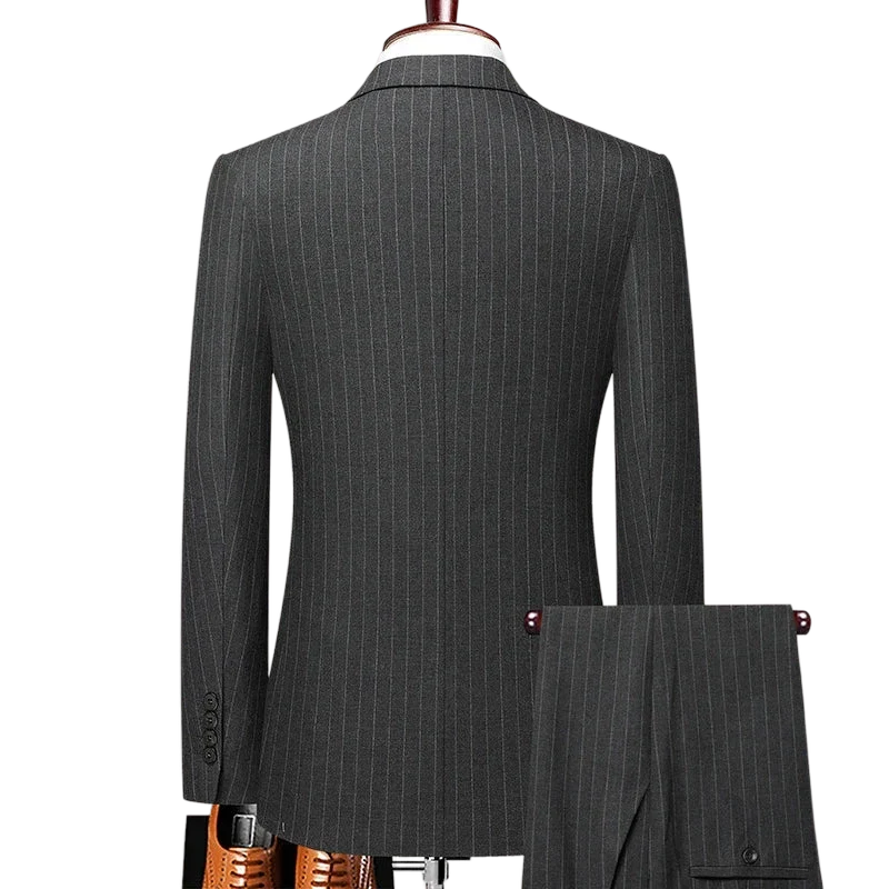 Costume Croisé Homme Rayures Craie Gris Anthracite, Costume Homme Slim, Costume Homme, Costume