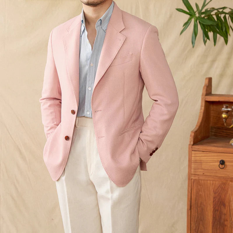 blazer homme en lin slim, blazer beige homme, blazer chic homme, blazer mariage, blazer casual chic