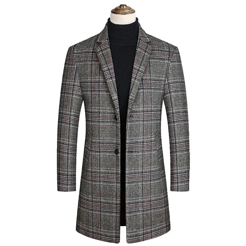 Manteau à carreaux, Manteau homme en laine à carreaux, Long manteau homme en laine Maximus, Manteau homme en laine, Manteau homme, Manteau matelassé, Manteau