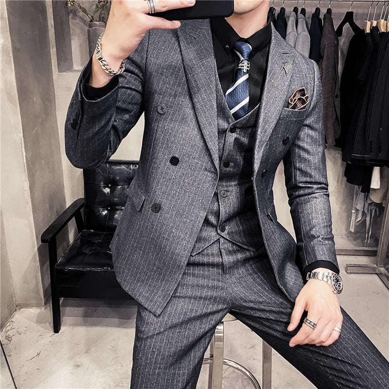 Costume Homme, Costume Homme Complet, Costume Homme Rayé, Costume Homme Croisé Slim, Costume Homme Croisé Slim à Rayures, Costume Homme Croisé, Costume