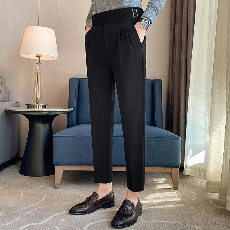pantalon tailleur ajustable, pantalon homme slim, pantalon taille haute homme, pantalon homme élégant, pantalon de costume ajustable